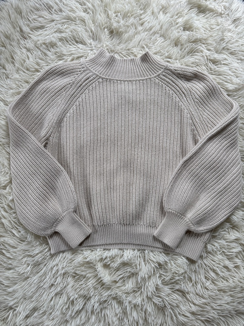 Chunky Knit Beige Mockneck Sweater GAP